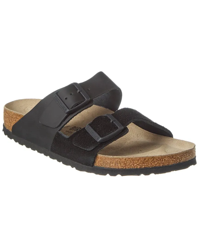 Birkenstock Arizona Split Leather & Suede Sandal Black