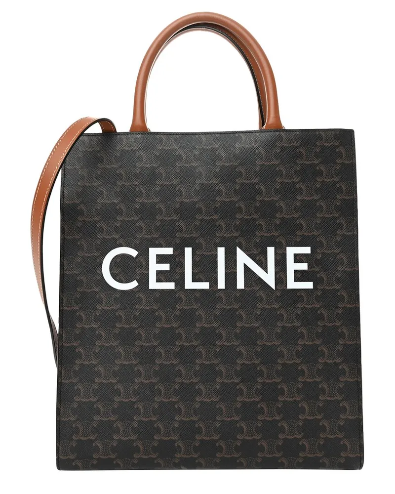 Celine Tan Calfskin Leather Small Vertical Cabas (Authentic Pre-Loved Nocolor