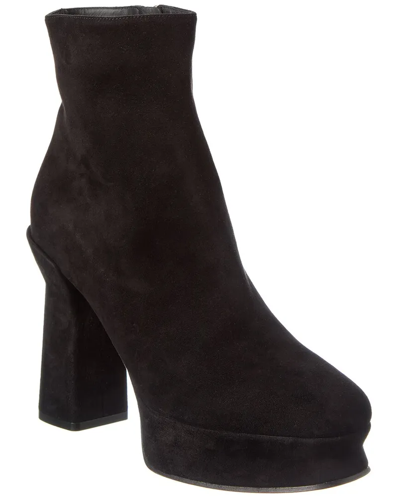 Ferragamo Standard Suede Platform Bootie Black