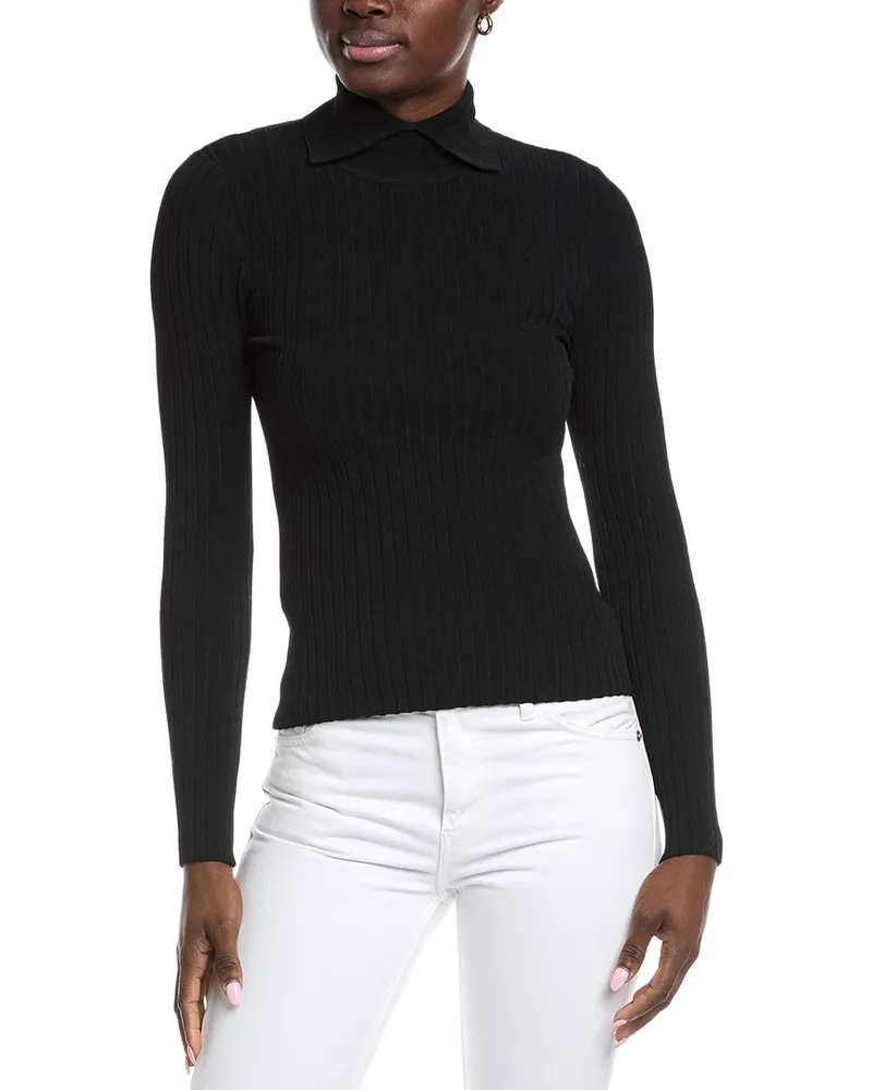 Autumn Cashmere Rib Collar Sweater Black