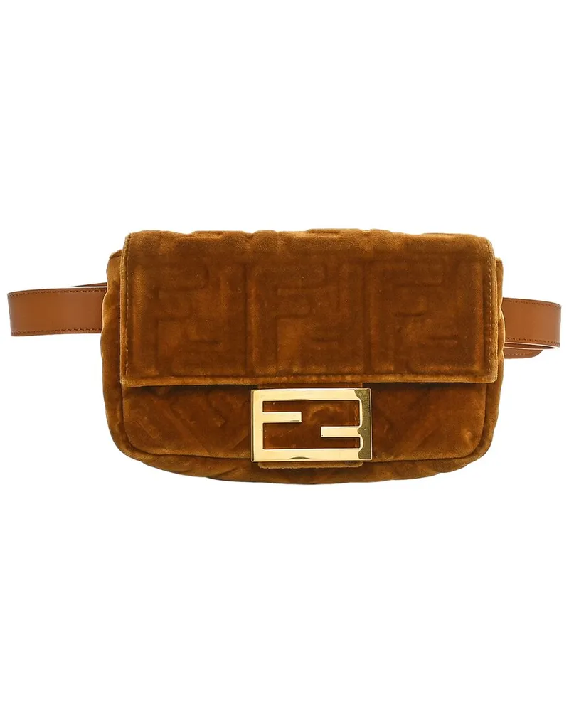 Fendi Caramel Leather FF Embossed Hip Belt Baguette Bag (Authentic Pre-Loved Nocolor