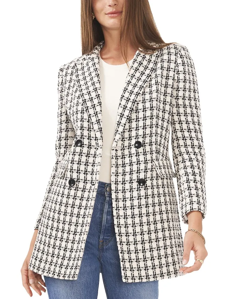 Vince Camuto Double-Breasted Longline Jacket White