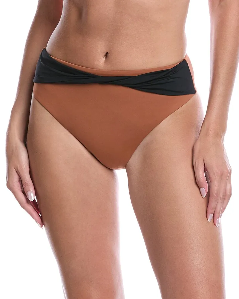 WeWoreWhat Belted Twist High-Rise Bikini Bottom Orange