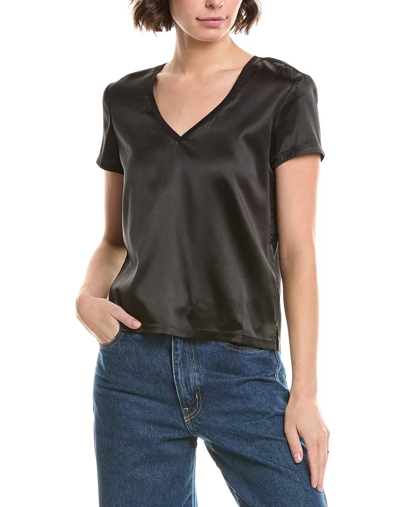 ATM Stretch Silk-Blend Top Black