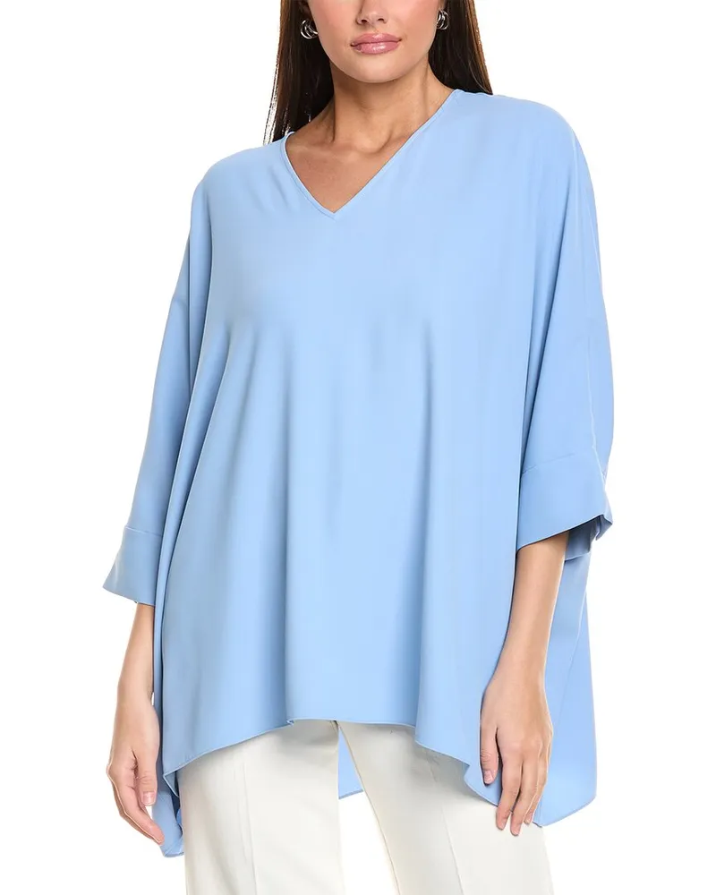 ST. JOHN Solid Soft Georgette Top Blue