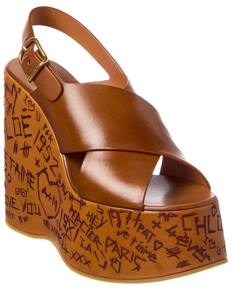 Chloé Maxime Leather Wedge Sandal Nocolor