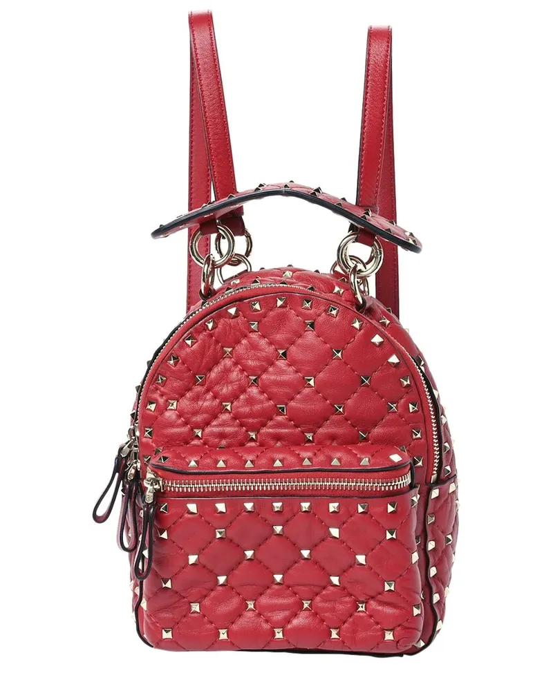 Valentino Garavani Rosso Nappa Leather Quilted Mini Rockstud Spike Backpack (Authentic  Pre-Loved Nocolor