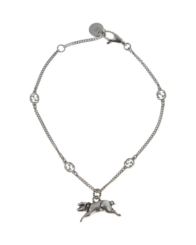 Gucci Silver Piggy Charm Bracelet Nocolor