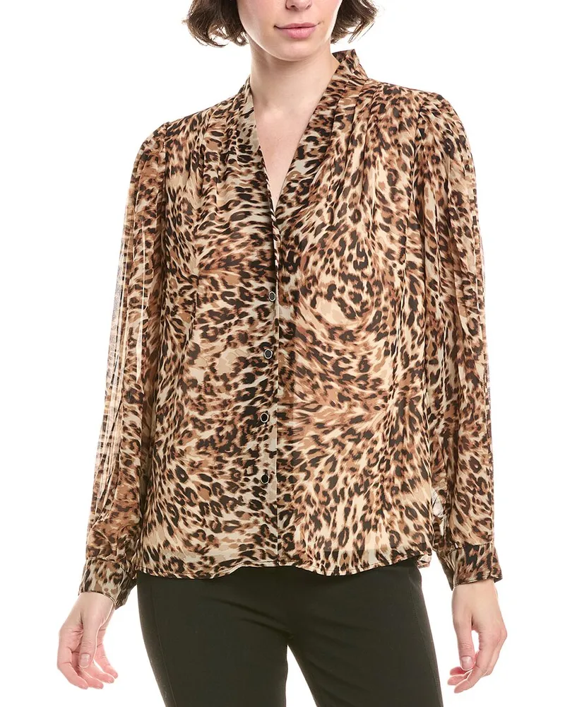 Anne Klein Button Blouse Tan