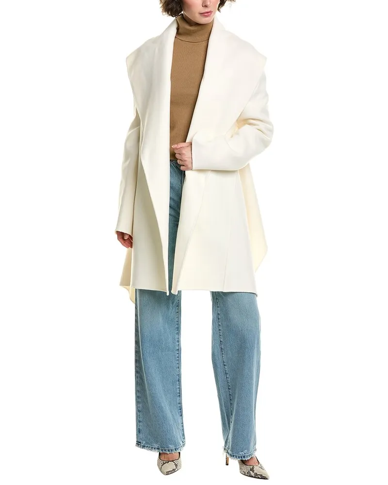 Michael Kors Double-Faced Shawl Wool Jacket White