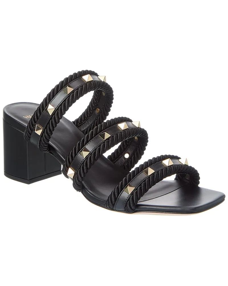 Valentino Garavani Rockstud 60 Leather Sandal Black