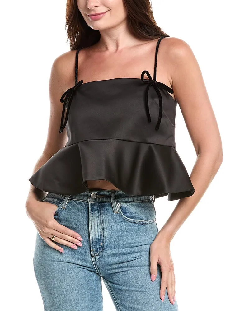 Ganni Duchesse Satin Top Black