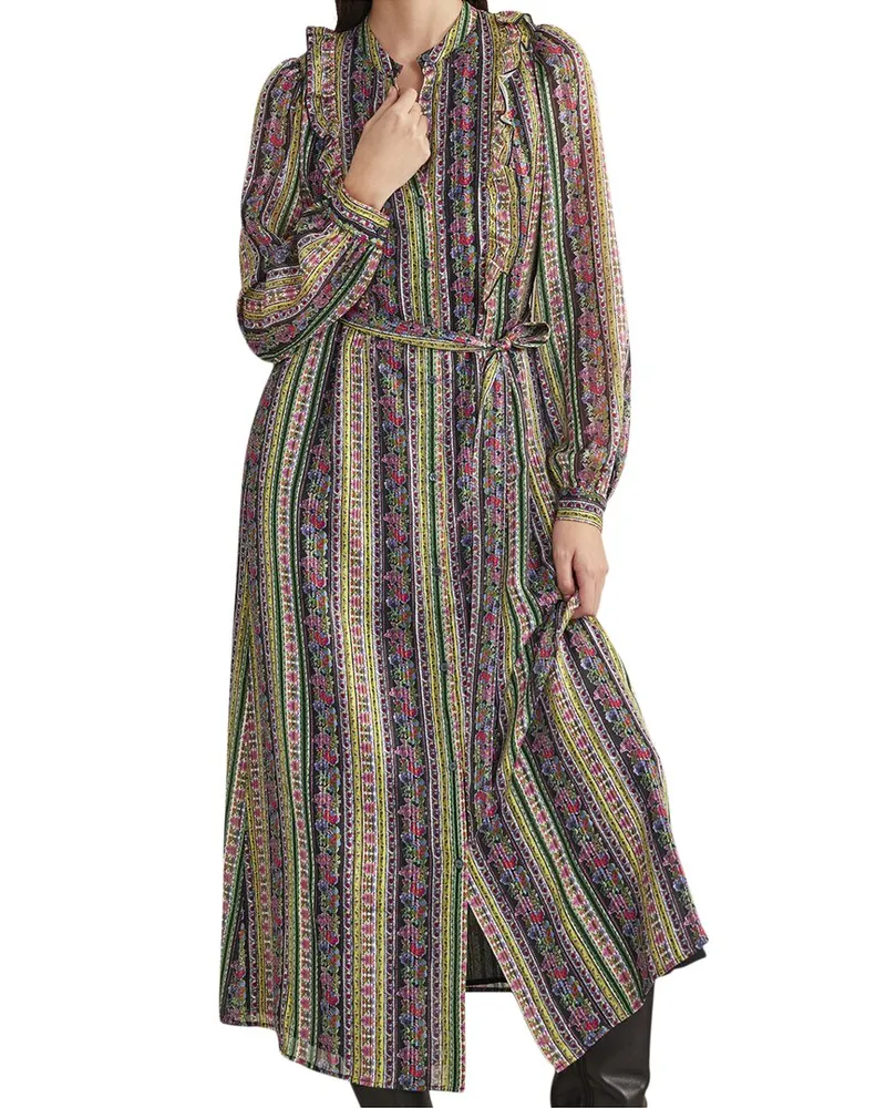Boden Ruffle Metallic Midi Dress Nocolor