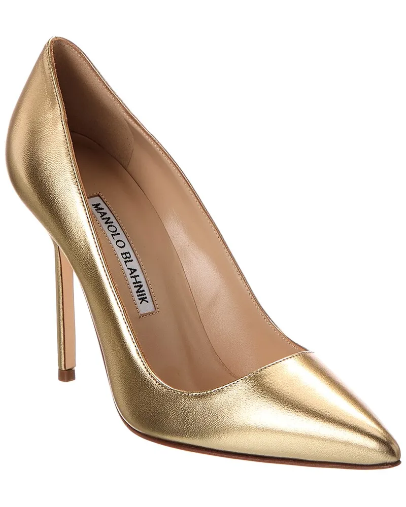 Manolo Blahnik BB 105 Leather Pump Gold