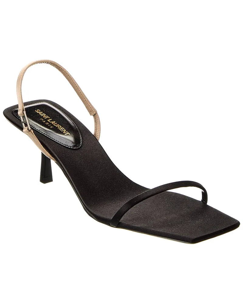 Saint Laurent Jaspe 55 Silk Slingback Sandal Black