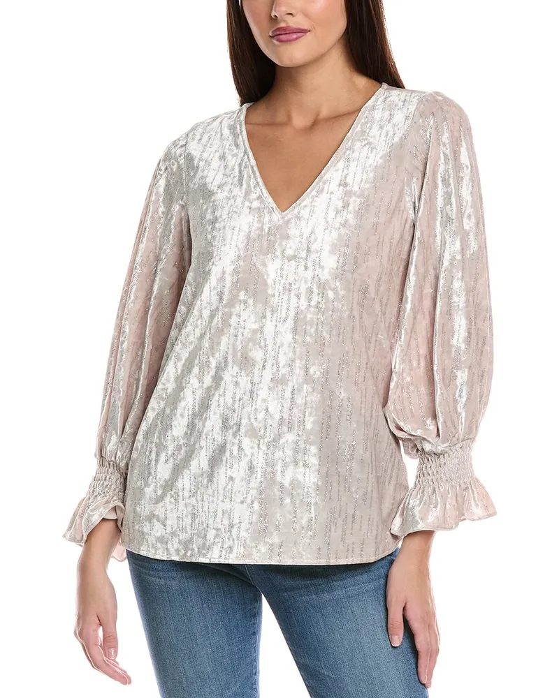 Vince Camuto Velvet Glitter Blouse White