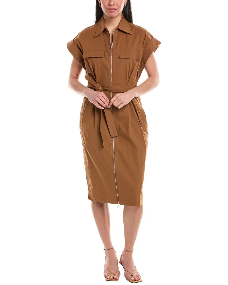 A.L.C. Thea Zip Front Shirtdress Brown