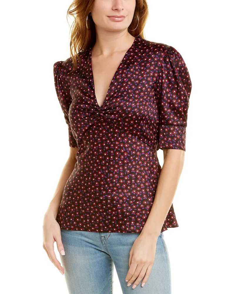 Paco Rabanne Puff Sleeve Top Red