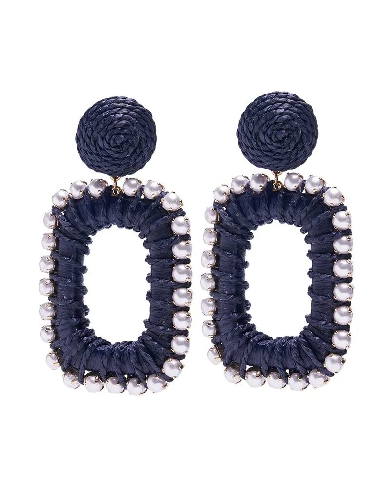 Carolina Herrera New York Raffia-Wrapped Chain Earrings Nocolor