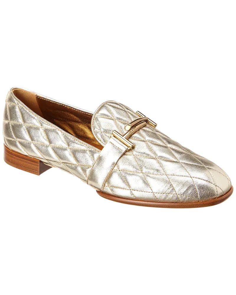 TOD'S TOD’s Double T Quilted Leather Loafer Gold