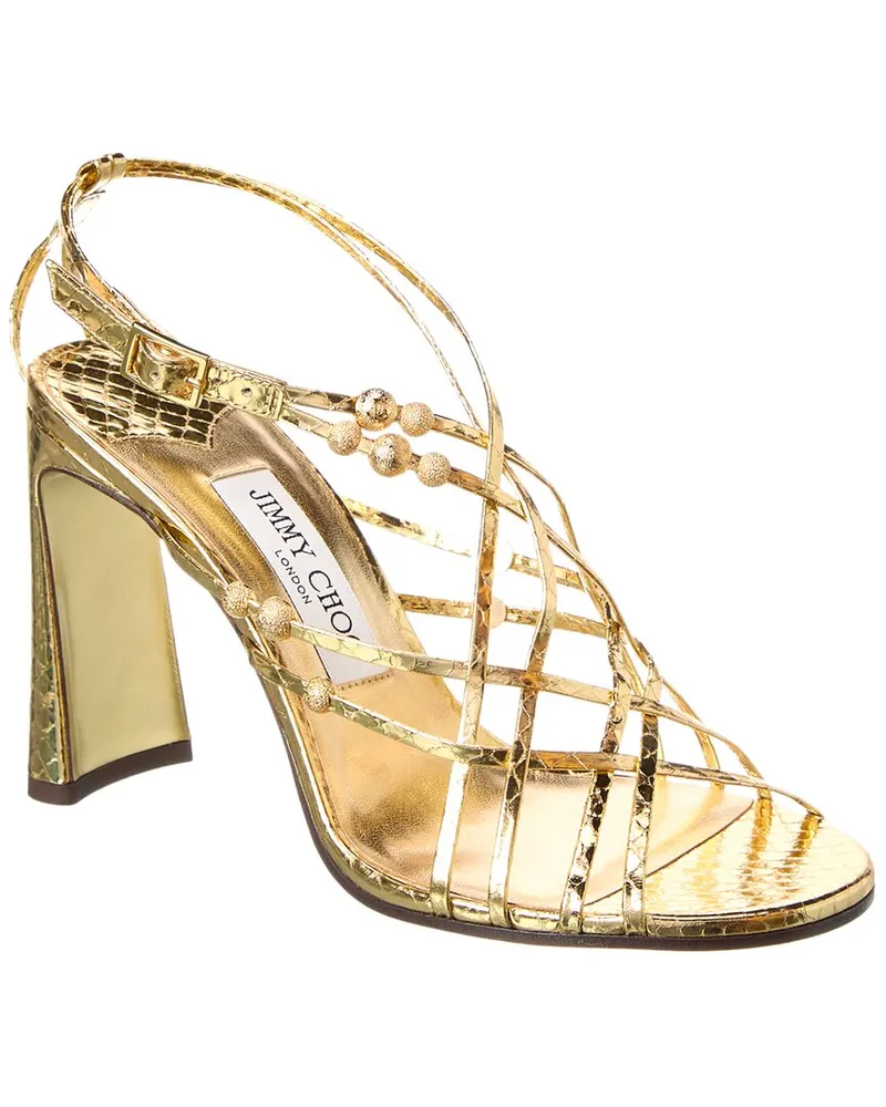 Jimmy Choo Felice 95 Leather Sandal Gold