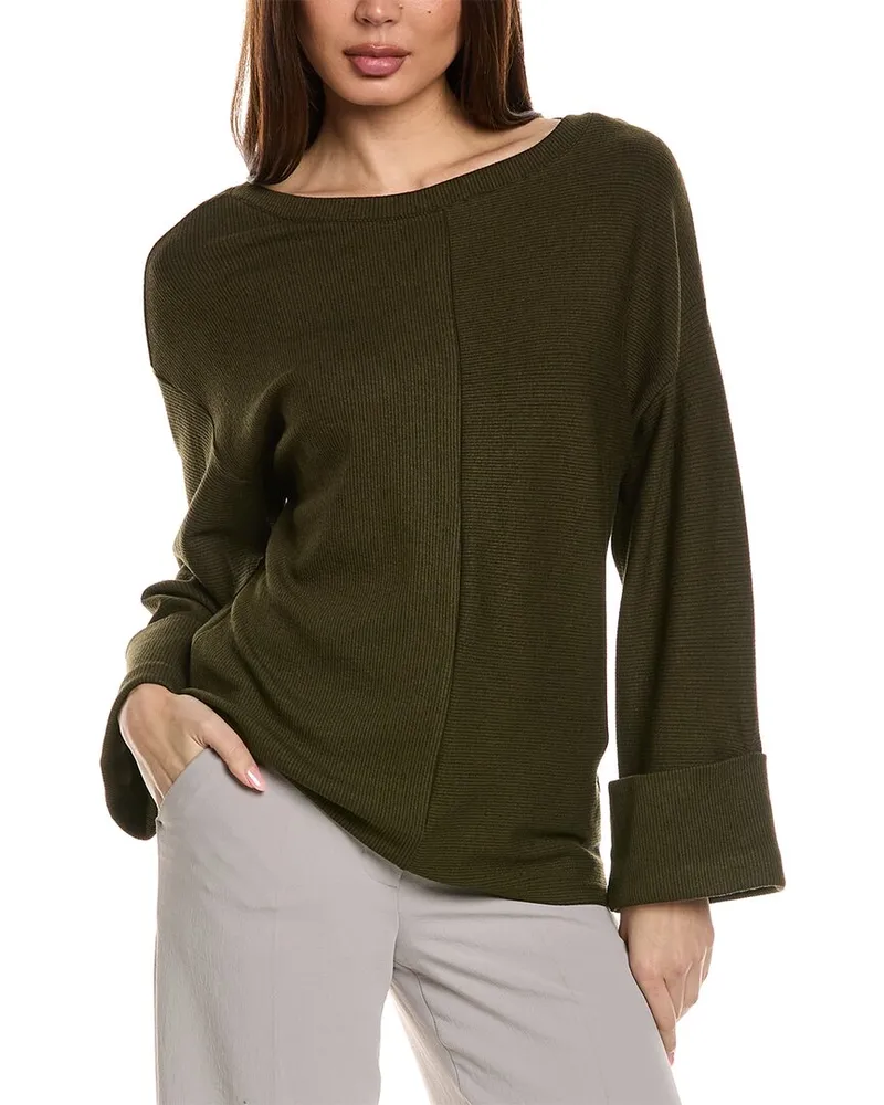 Joseph Ribkoff Ribbed Tunic Sweater Green