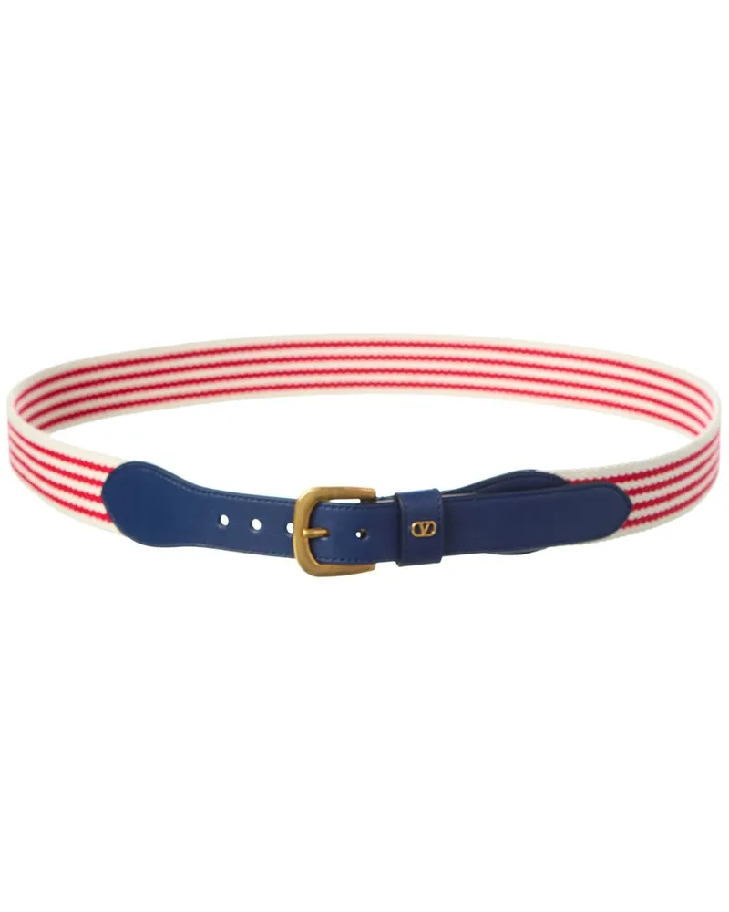 Valentino Garavani VLogo Signature Ribbon & Leather Belt Red