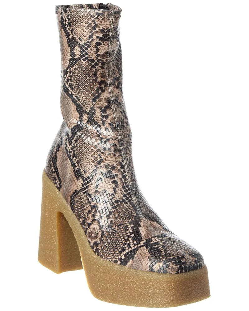 Stella McCartney Skyla Snake-Embossed Platform Boot Brown