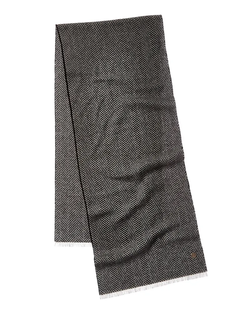 Bruno Magli Herringbone Cashmere Scarf Black