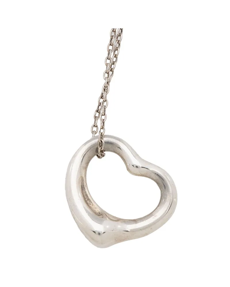 Tiffany & Co. Co. Silver Open Heart 16mm Small Necklace (Authentic Pre-Loved Nocolor