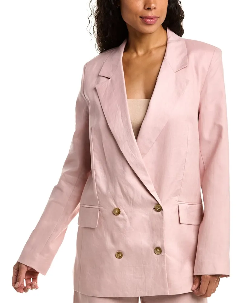 NICHOLAS Ayla Double-Breasted Linen Blazer Pink