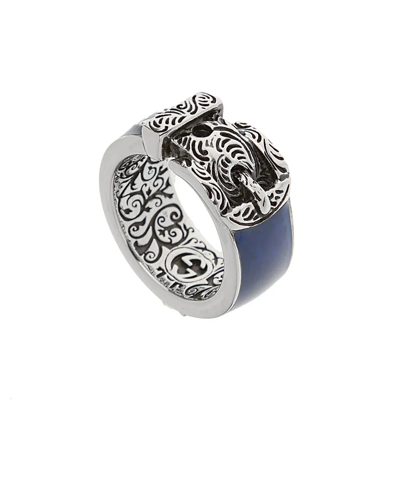 Gucci Silver Enamel Tiger Ring Nocolor