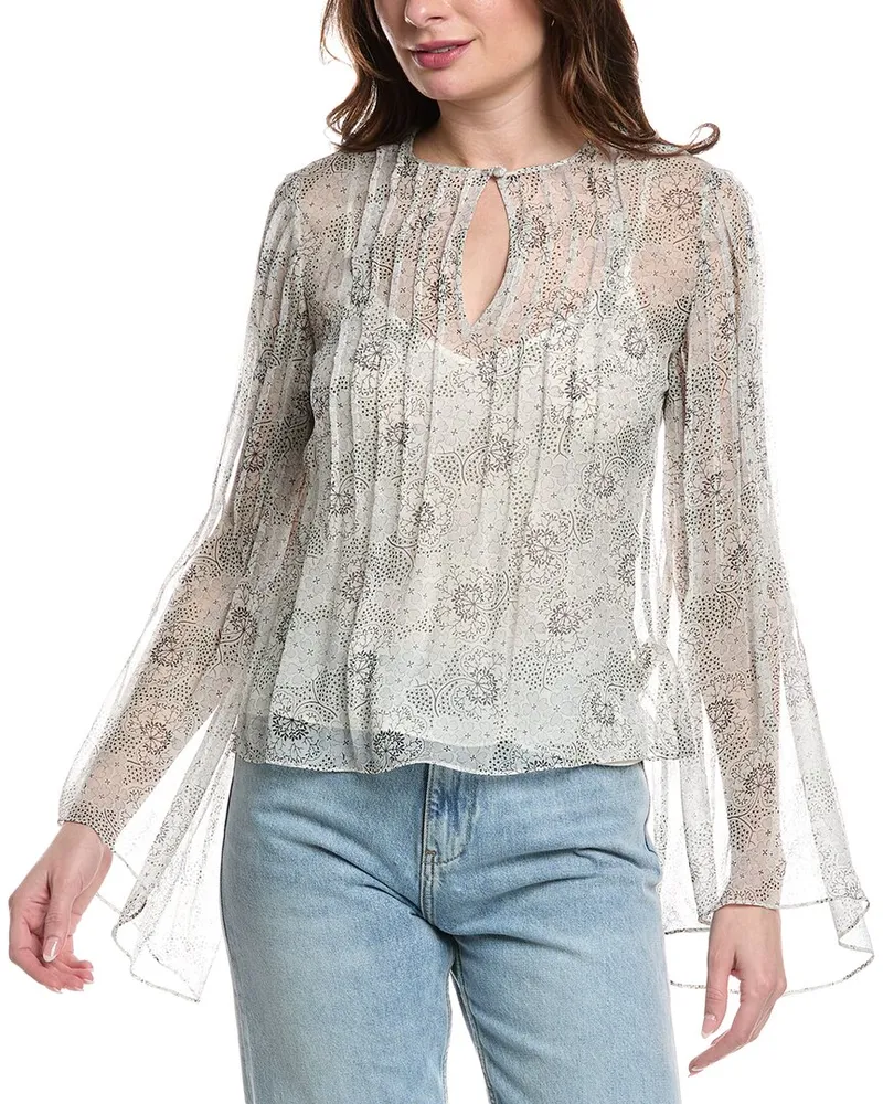 Rebecca Taylor Forget Me Not Pintuck Silk Top White
