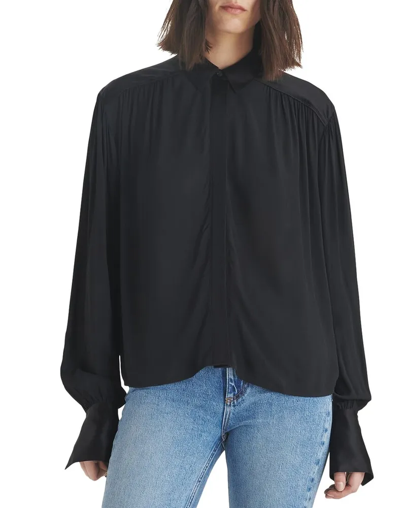 Rag & Bone Aubrey Silk-Blend Top Black