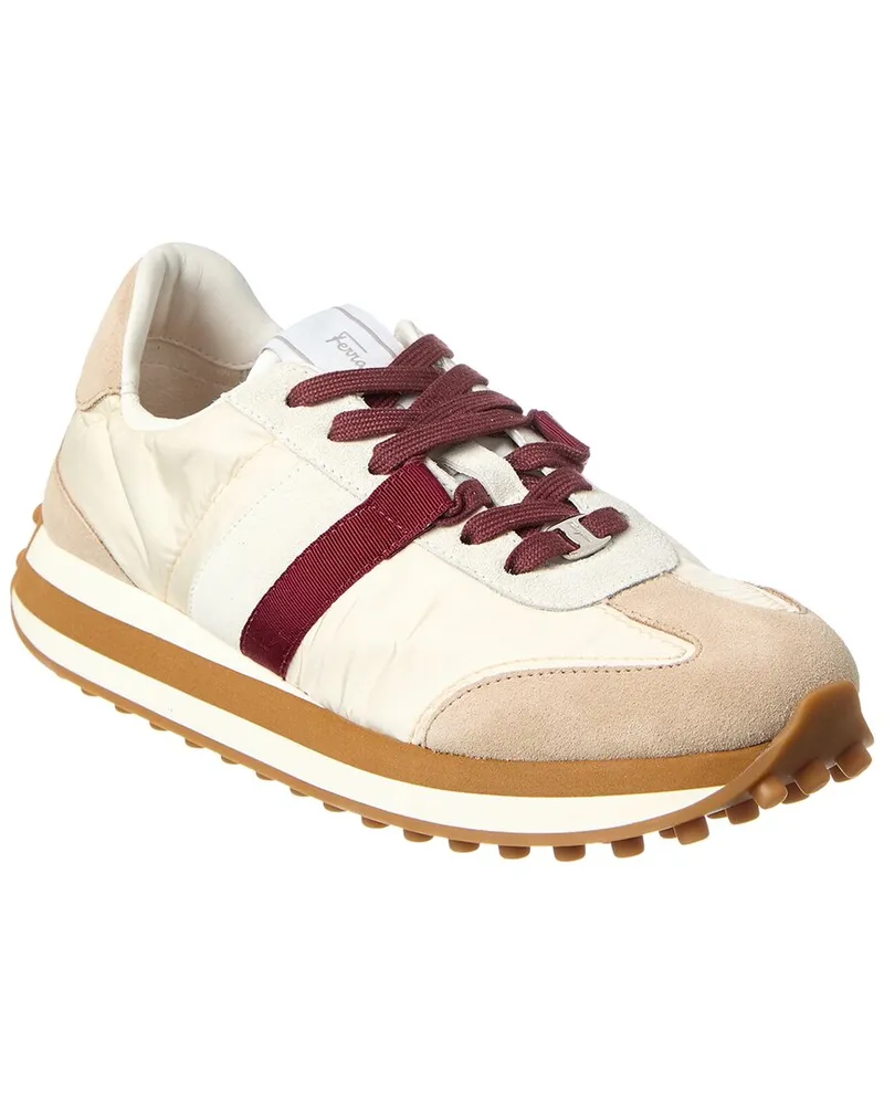 Ferragamo Iulia Nylon & Suede Sneaker Brown