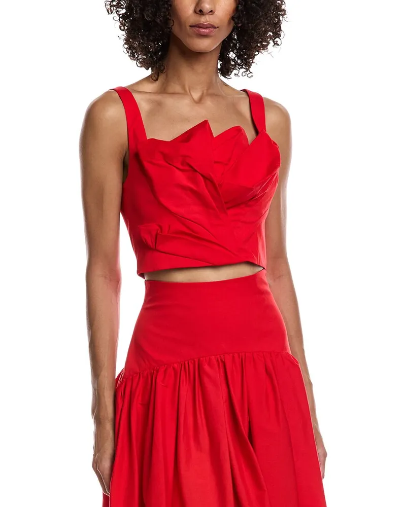 Lela Rose Draped Tulip Top Red