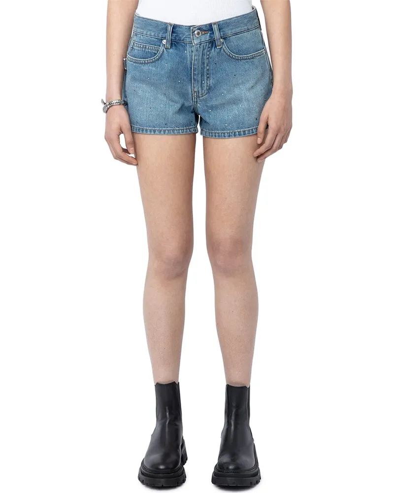 Zadig & Voltaire Sina Denim Eco Strass Bermuda Short Nocolor