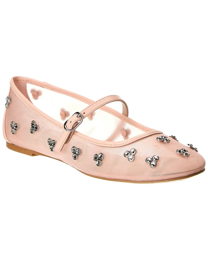 Stuart Weitzman Tammy Mesh & Leather Mary Jane Ballet Flat Pink