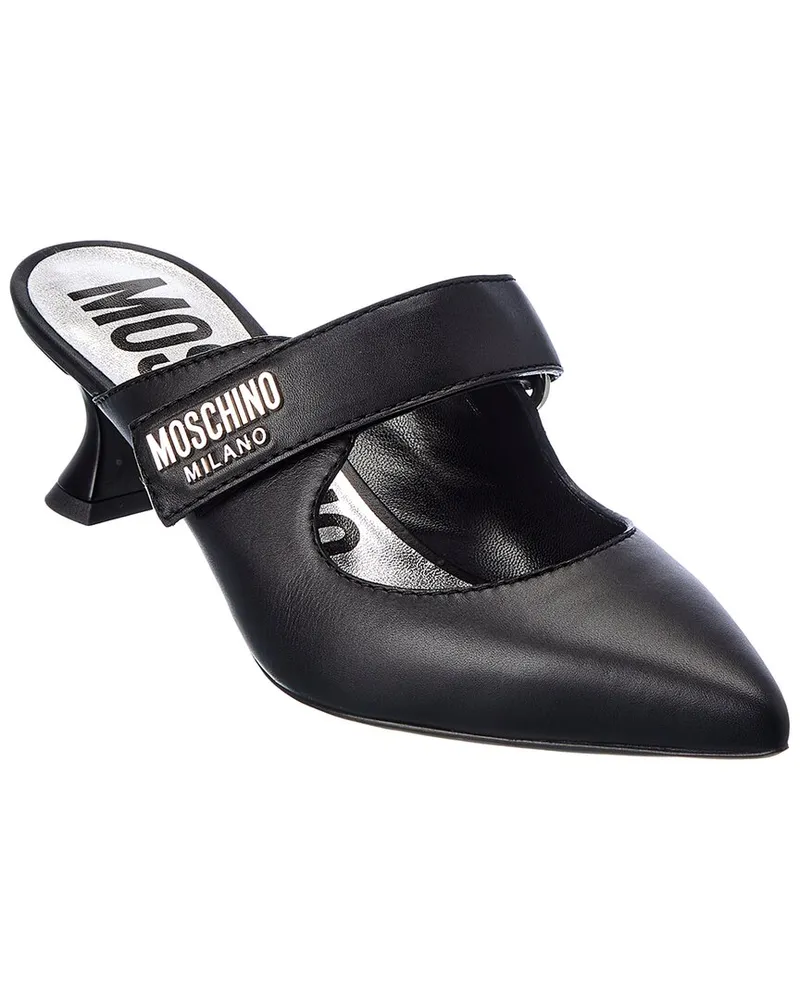 Moschino Logo Leather Pump Black