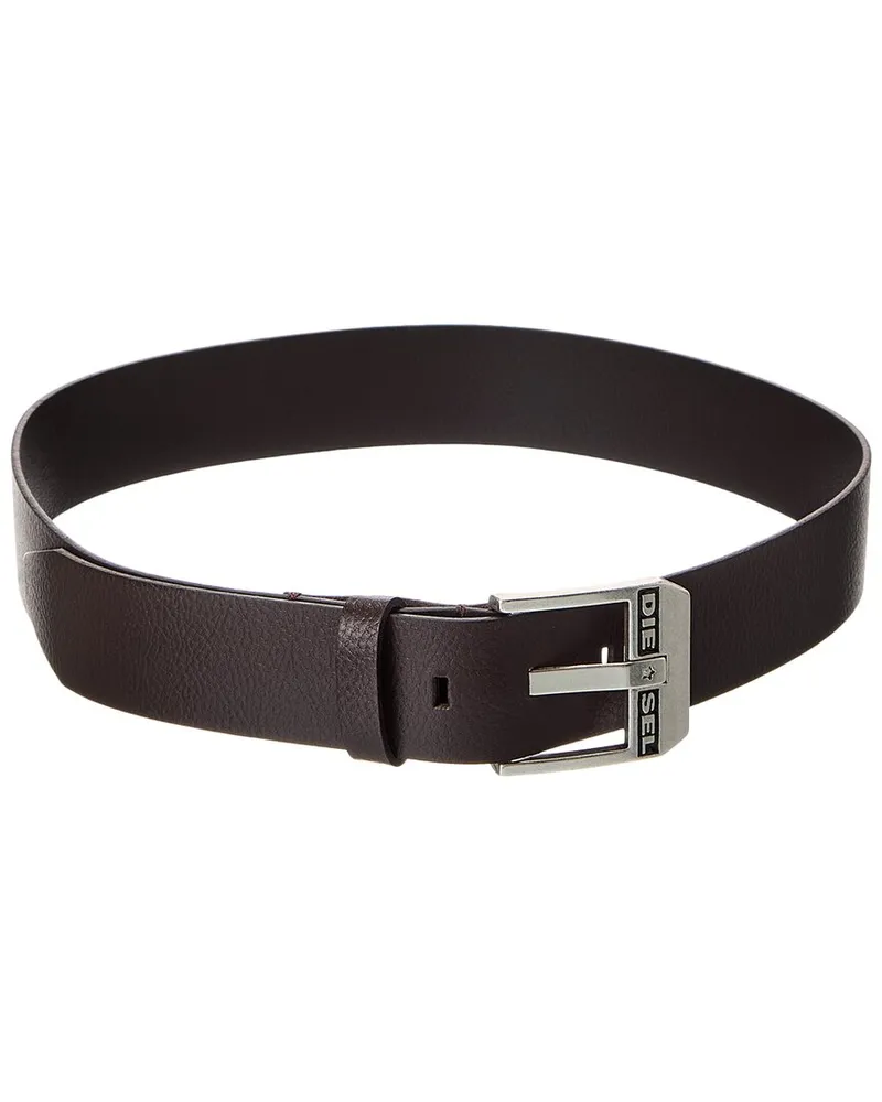 Diesel Logo Bluestar Leather Belt Brown