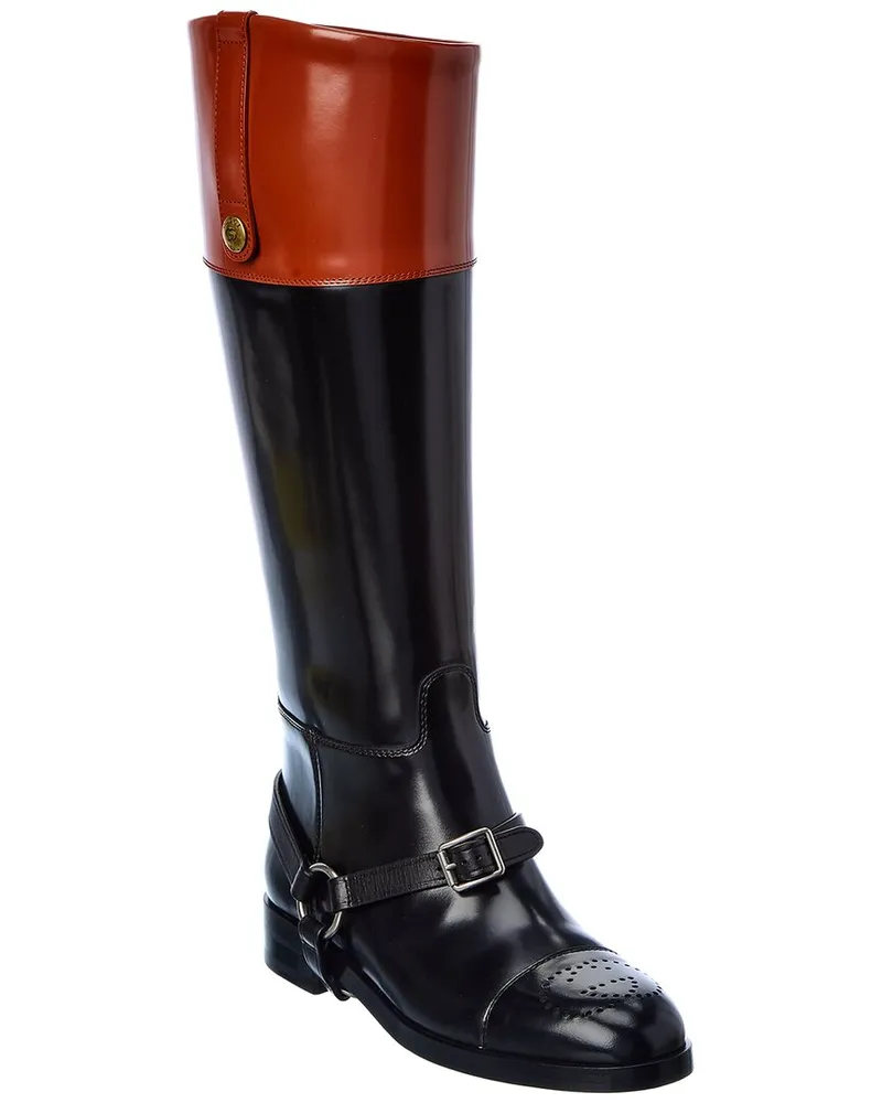 Gucci Harness Leather Knee-High Boot Black