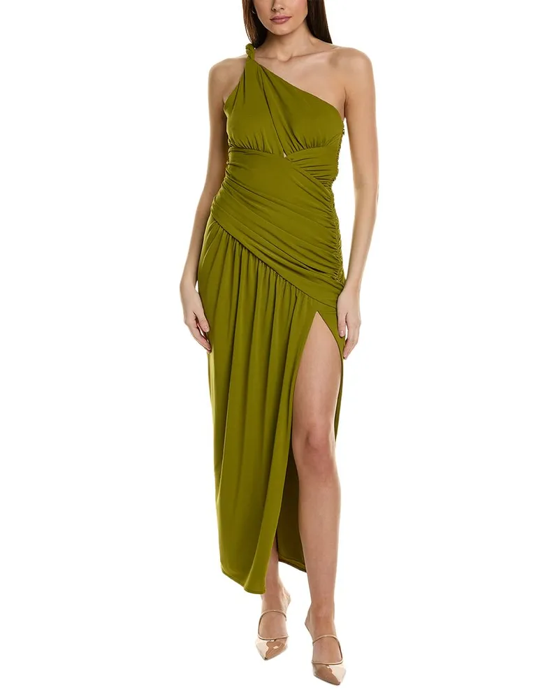 NICHOLAS Nala Draped Asymmetrical Gown Green
