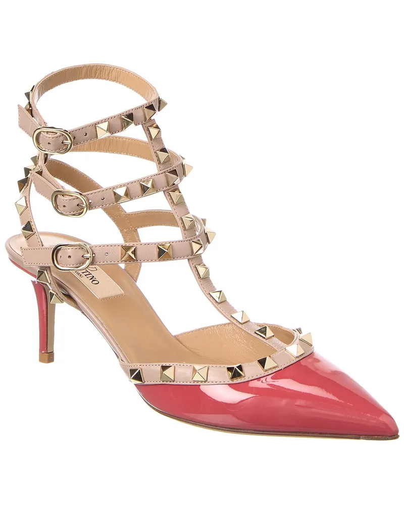 Valentino Garavani Rockstud Caged 65 Patent Ankle Strap Pump Pink