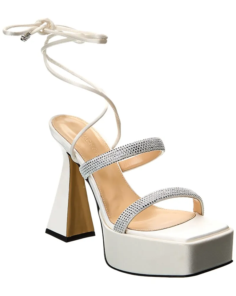 Mach & Mach Devon Satin Platform Sandal White
