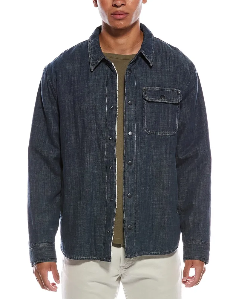 James Perse Fleece-Lined Denim Shirt Jacket Blue