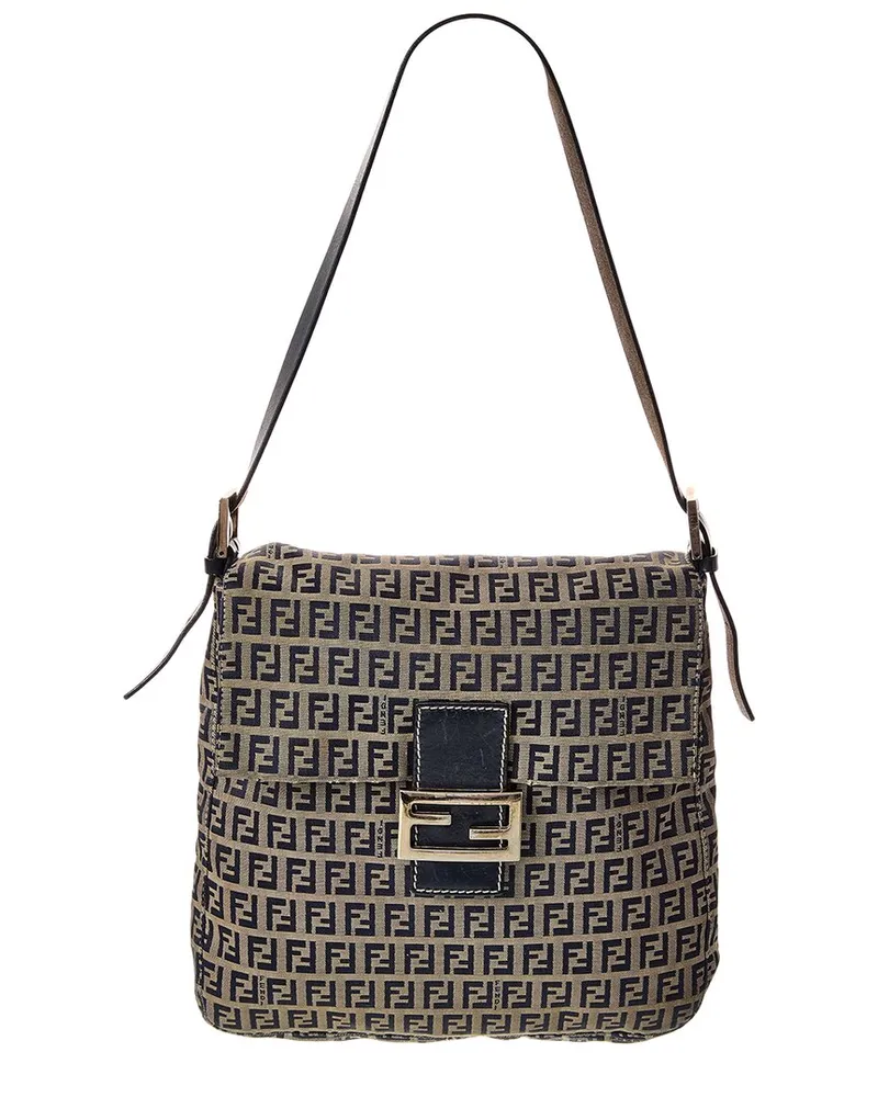 Fendi Blue Zucca-Print Canvas Mamma Baguette (Authentic Pre-Loved Nocolor