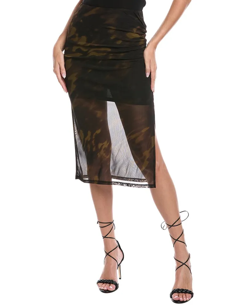 Kenneth Cole Pull-On Side Ruched Midi Skirt Black