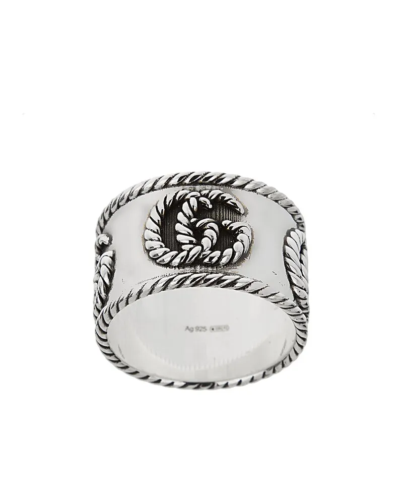 Gucci Silver Interlocking G Band Style Logo Ring Nocolor