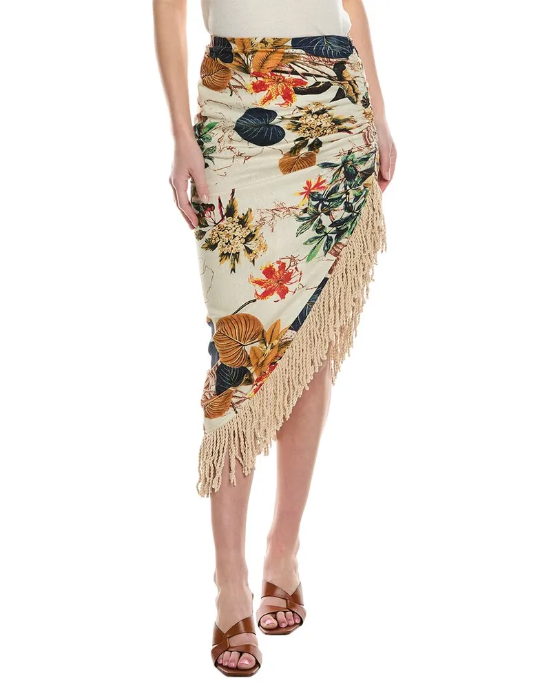Just BEE Queen Mallorca Linen-Blend Midi Skirt White