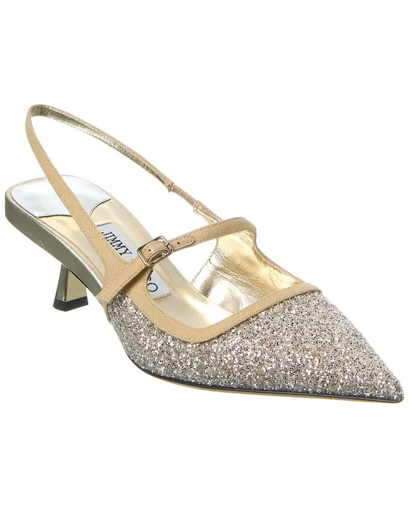 Jimmy Choo Didi 45 Glitter & Leather Slingback Pump Gold